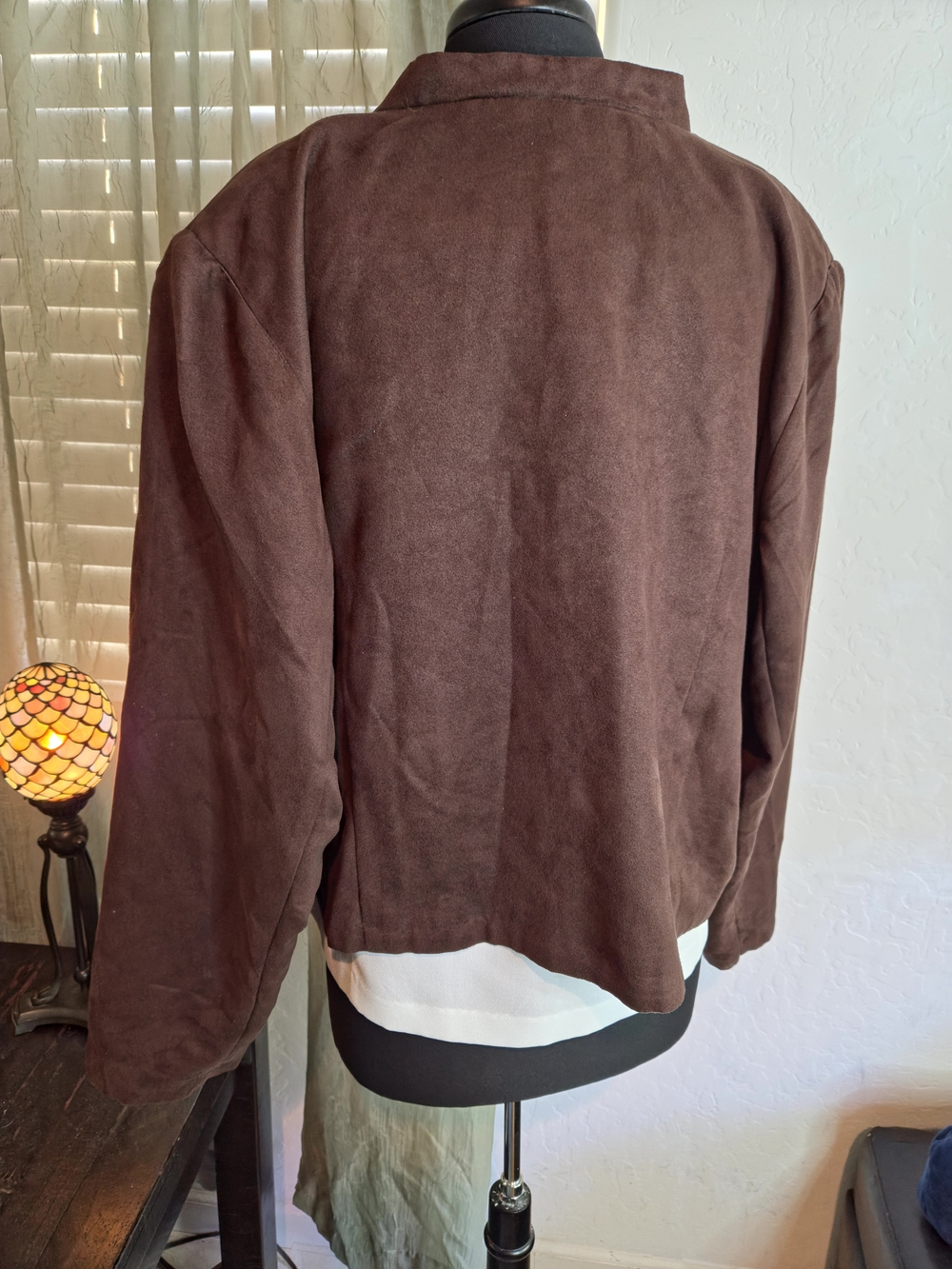 Vintage Fashion Bug Chocolate Brown Faux Suede
Drape Front Jacket EUC #0405 - Picture 7 of 9